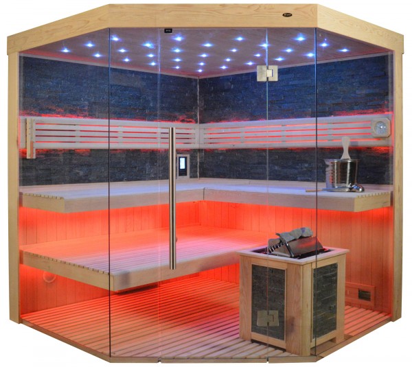 Ausstellungsstück Sauna TS 4064 Bio-Kombiofen, schwarzer Marmor, 200x200cm