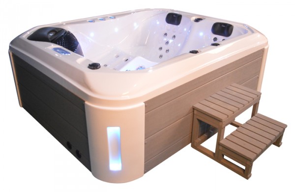 Ausstellungsstück Whirlpool Outdoor Außenwhirlpool Hot Tub Spa Pool SP 102 perlweiss-hellgrau